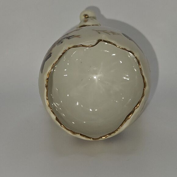 Vintage Porcelain Egg Vase on Legs Gold Trim Brown Rose Floral Pattern 4” Tall - Picture 5 of 5